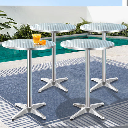 6pcs Outdoor Bar Table Furniture Adjustable Aluminium Cafe Table Round