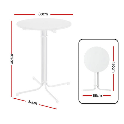 Gardeon Outdoor Bar Table Round Folding Desk Top 109cm Patio Furniture White