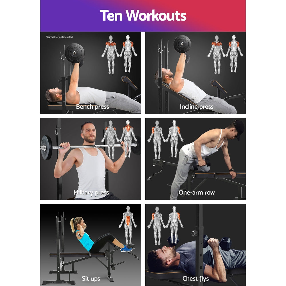 Everfit Weight Bench Press 10 in 1 Bench Press Home Gym-330kg