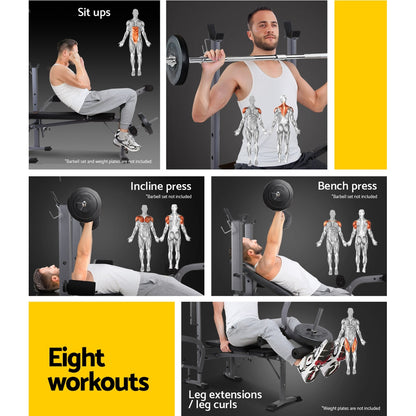Collage of fitness exercises with man performing various workouts and anatomical diagrams.
