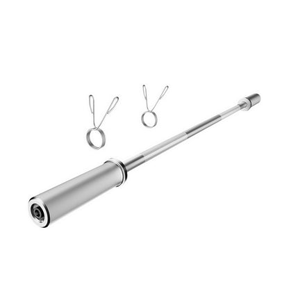 Everfit silver barbell bar with diamond knurling and two weight plate clamps