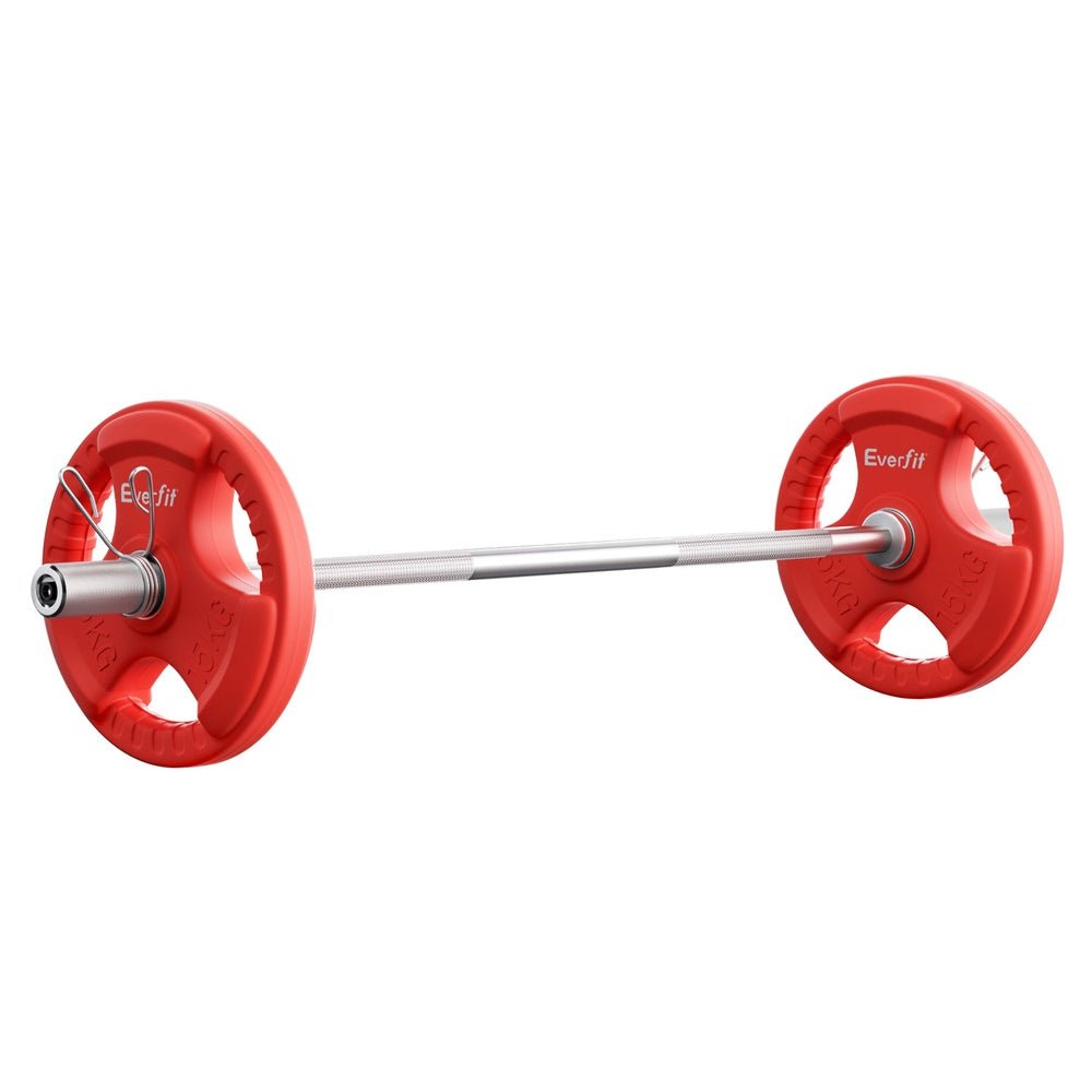 Everfit Barbells Set 36kg 120cm Dumbbell Barbell Plate Weight Lifting Home Gym Red Lifting - Factory Direct Shop