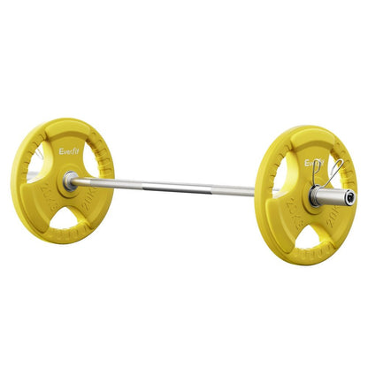 Everfit Barbells 46KG 120CM Dumbbell Barbell Plate Weight Lifting Home Gym Yellow - Factory Direct Shop