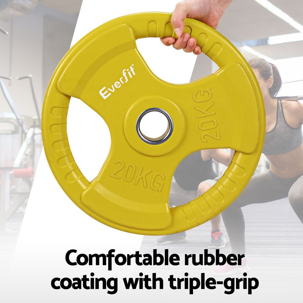 Everfit Barbells 46KG 120CM Dumbbell Barbell Plate Weight Lifting Home Gym Yellow - Factory Direct Shop