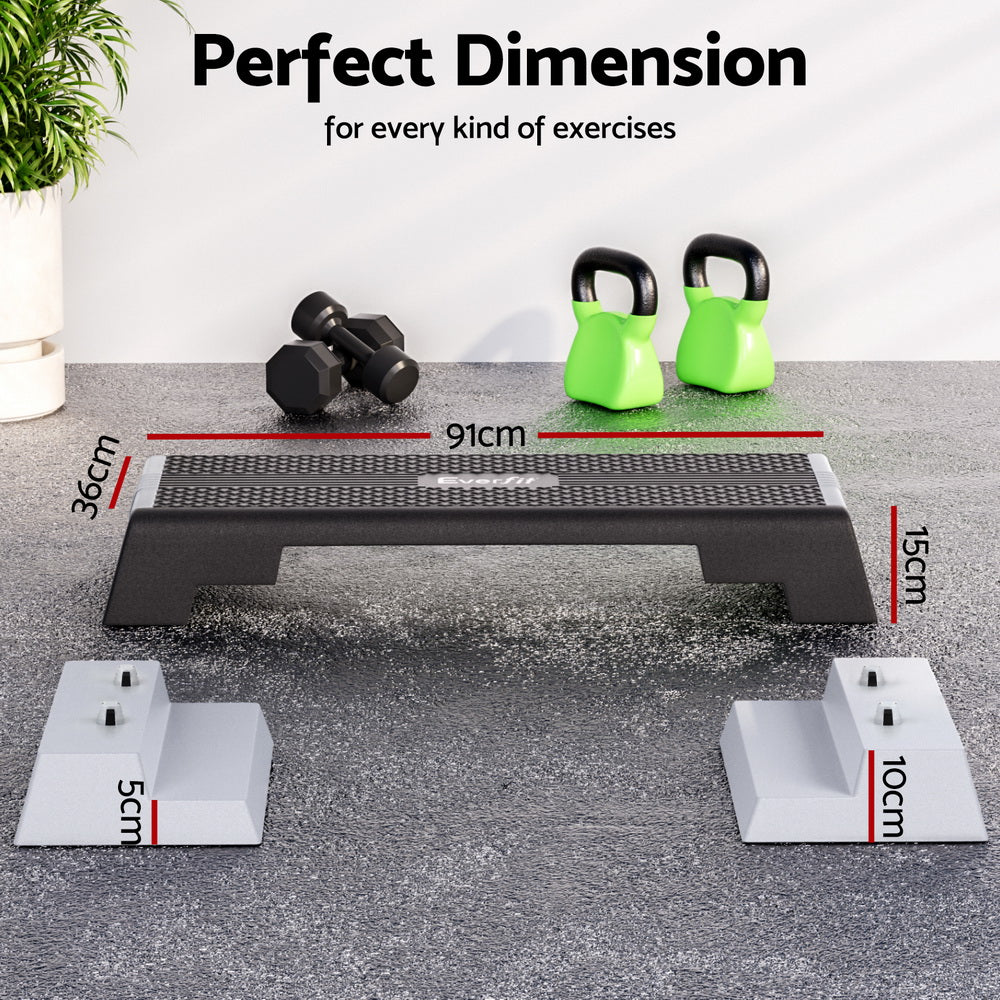 Everfit 3 Level Aerobic Step Adjustable Stepper for Home Workouts