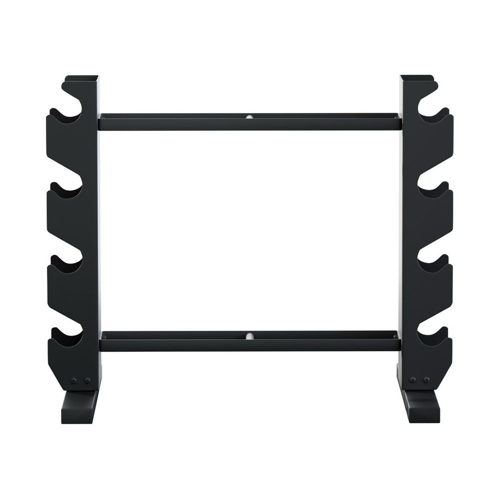Black metal rack with multiple hooks on a white background