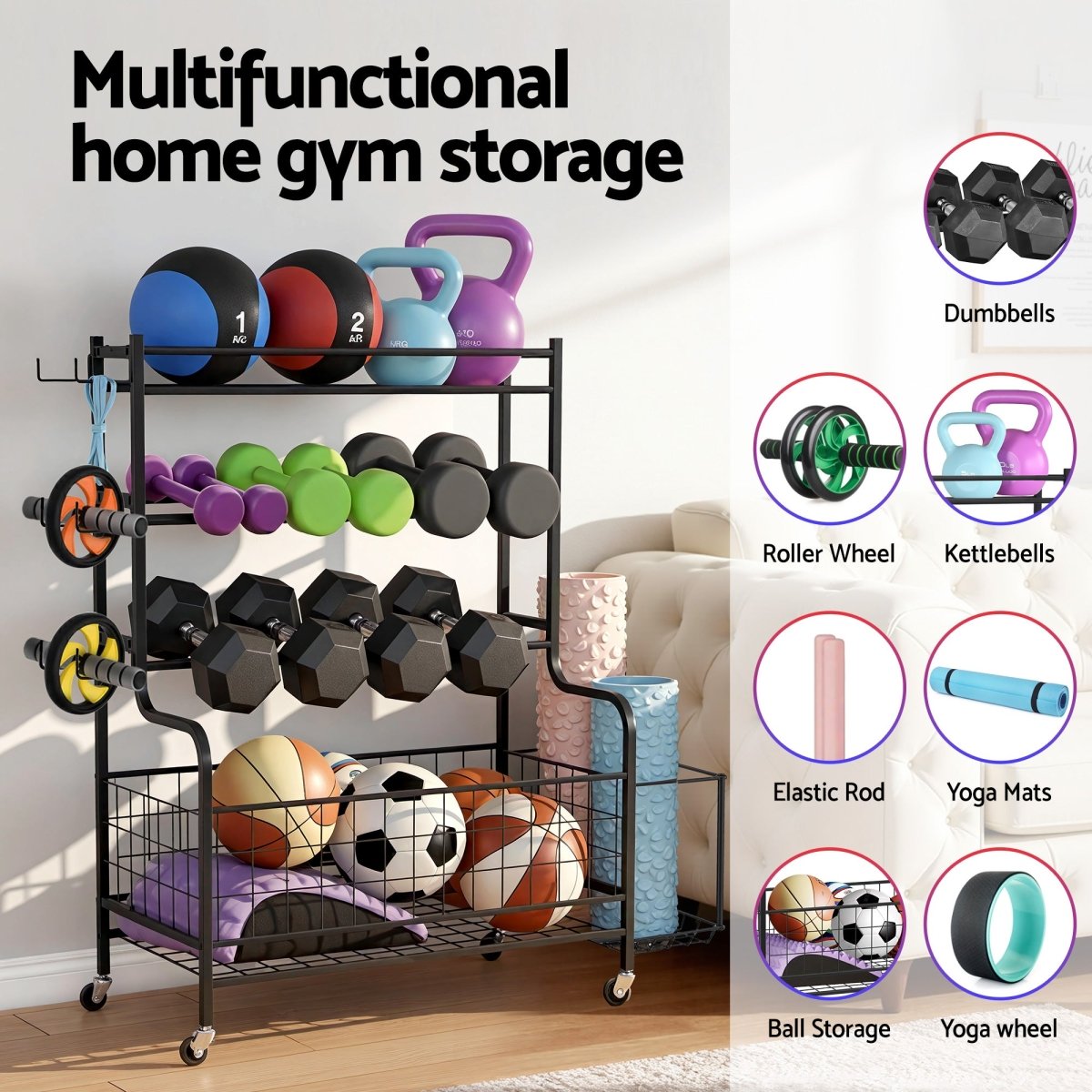 Everfit Gym Equipment Storage Rack Organiser - Factory Direct Shop