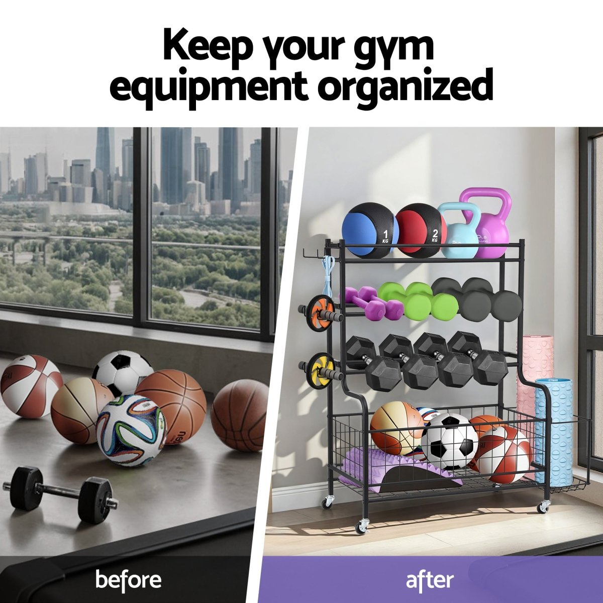 Everfit Gym Equipment Storage Rack Organiser - Factory Direct Shop