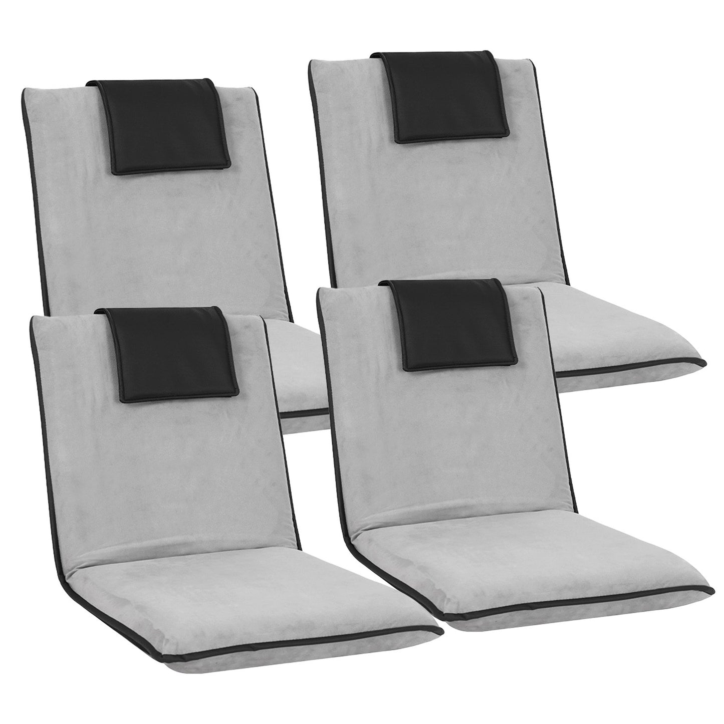 Artiss 4X Floor Lounge Sofa Bed Floor Cushion Velvet Grey