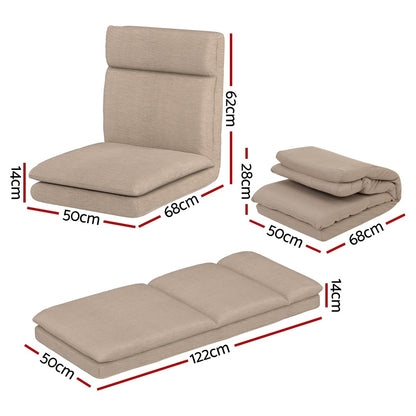 Artiss 2XFloor Chair Sofa Linen Beige