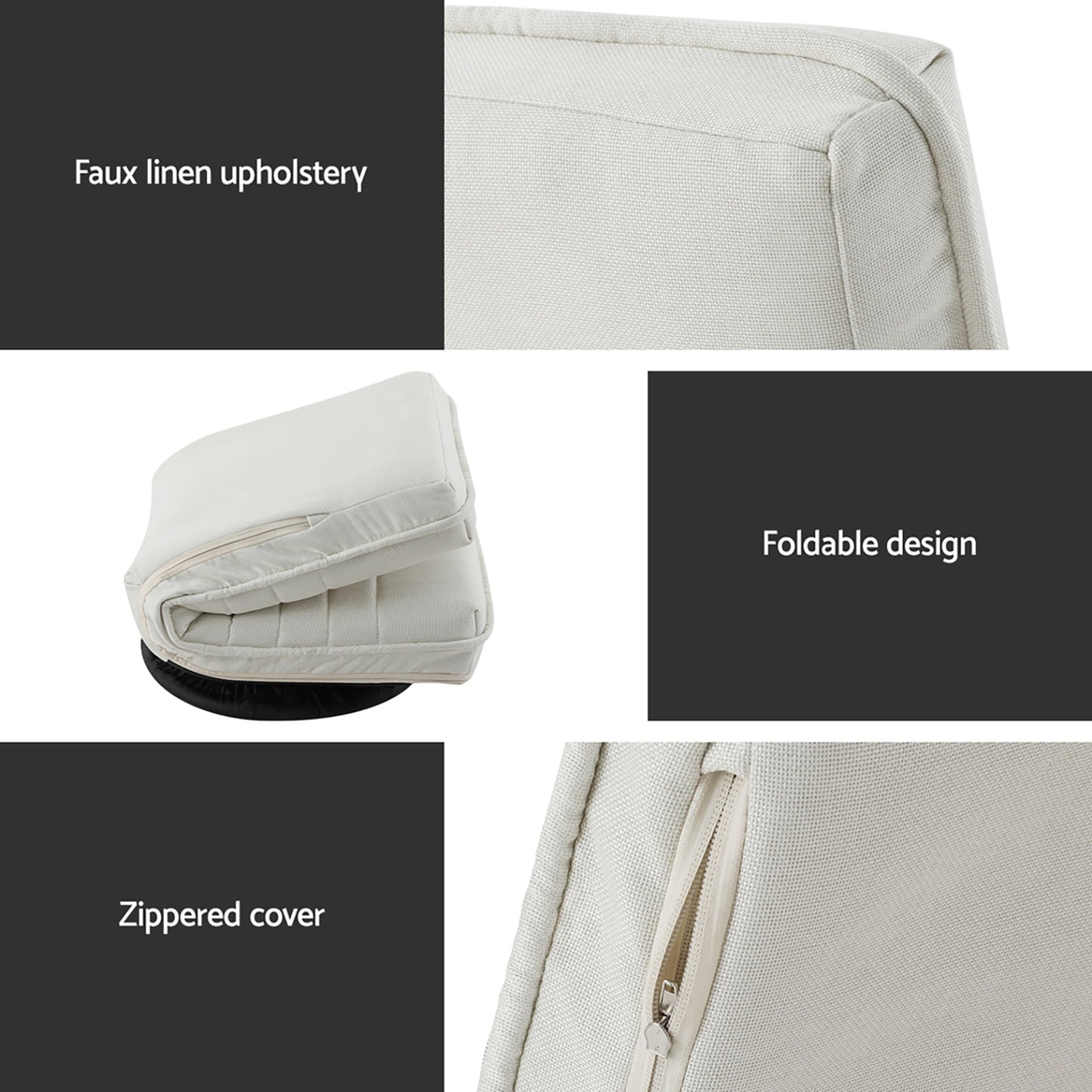 Artiss 2XFloor Chair Lounge Sofa Swivel Foldable Linen White