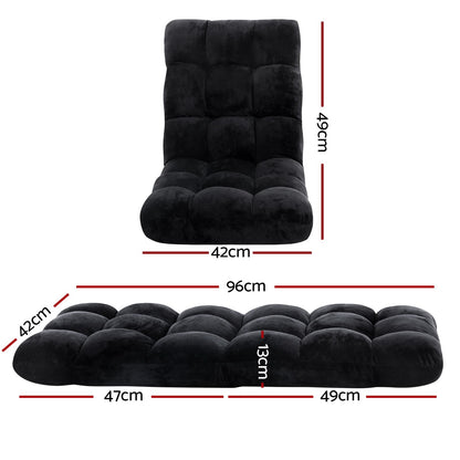 Artiss 4X Lounge Sofa Bed Flannel Fabric Black