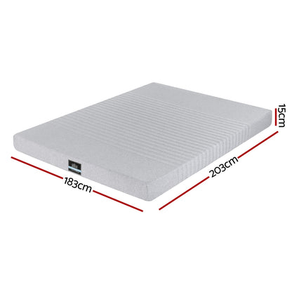 Giselle Bedding Cool Gel Memory Foam Mattress Charcoal 7-Zone Washable Bamboo Cover 15cm King