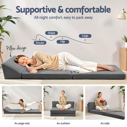 Giselle Foldable Mattress Folding Sofa Bed Trifold Sleeping Camping Cushion Mat