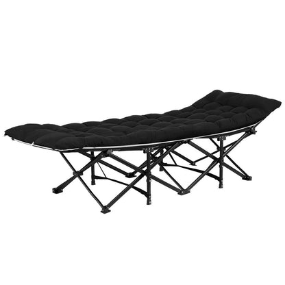 Artiss Folding Bed With Mattress Heavy Duty Black 185CM