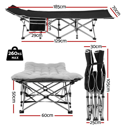 Artiss Folding Bed With Mattress Heavy Duty Grey 185CM