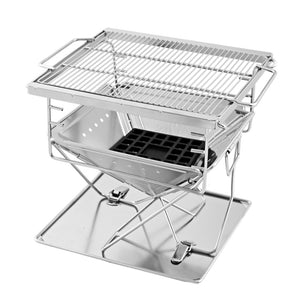 Fire Pit BBQ Portable Folding Stainless Steel Stove Outdoor Pits-42cm X 34cm X 36cm