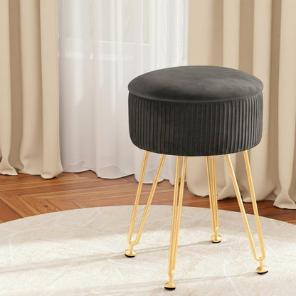 Artiss Ottoman Storage Foot Stool Vanity Velvet Round Grey