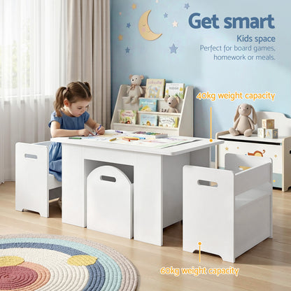 Keezi 3PCS Kids Table and Chairs Set Storage Toys Play Activity Desk - Factory Direct Shop
