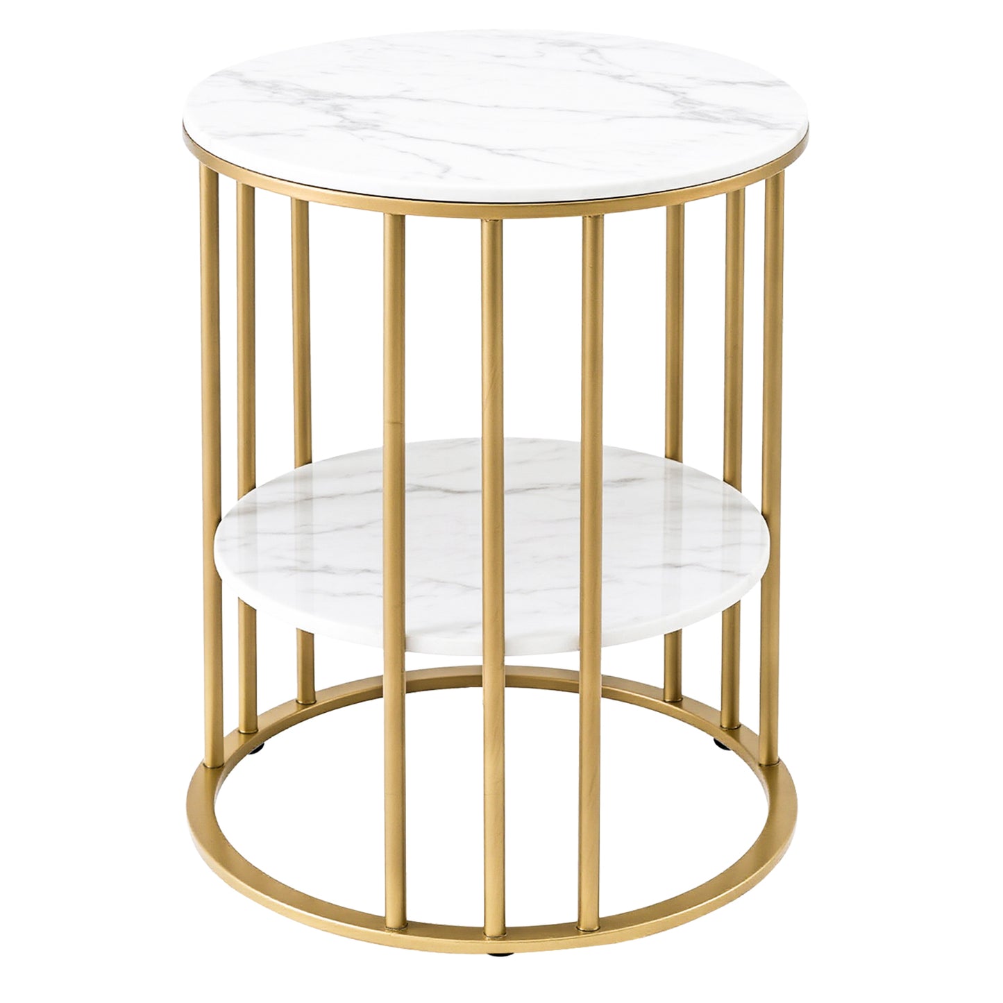 Artiss Coffee Table 2-Tier Round Marble Effect White&Gold