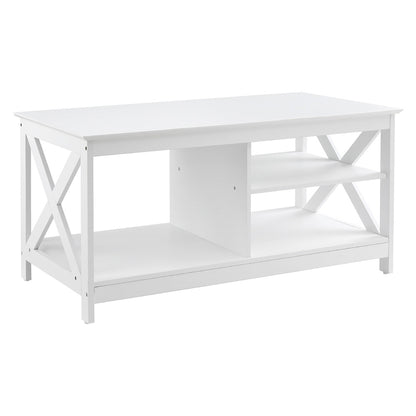 Artiss Coffee Table Storage Shelf White