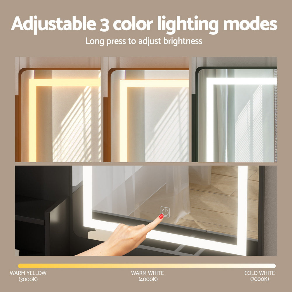 Artiss Dressing Table Set Stool Led Black