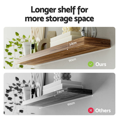 Artiss Floating Wall Shelf Set of 2 Wood 90CM