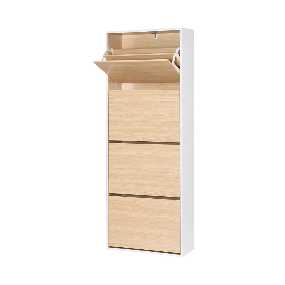 Artiss Shoe Rack Cabinet 24 Pairs Adjustable Shelf Pine