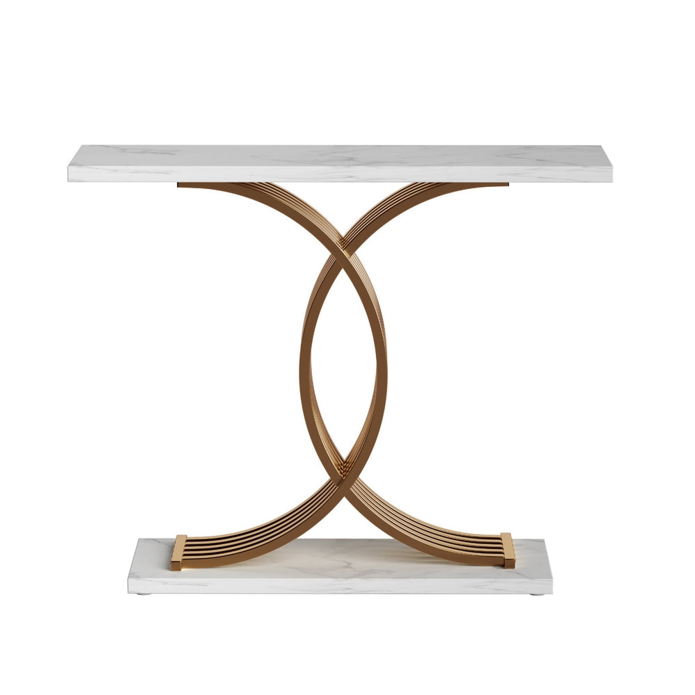 Artiss Console Table Marble Effect White&Gold