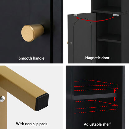 Artiss Bathroom Storage Cabinet Floor Organizer Toilet Corner Adjustable Black - Factory Direct Shop