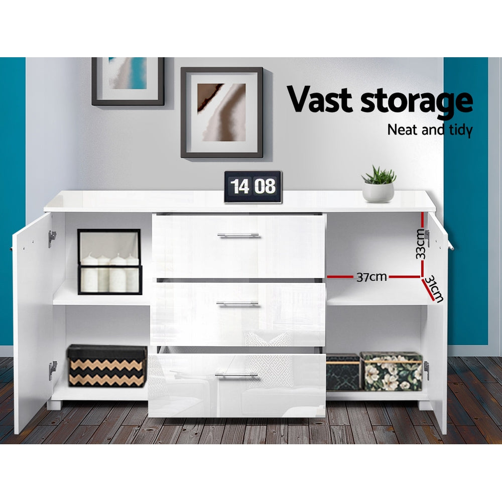 Artiss Buffet Sideboard High Gloss - ZARA White