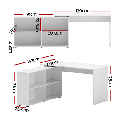 Artiss Office Computer Desk Corner Study Table Workstation Bookcase Storage