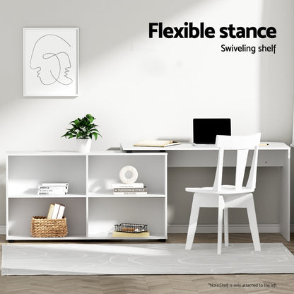 Artiss Office Computer Desk Corner Study Table Workstation Bookcase Storage