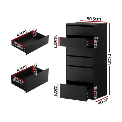 Artiss 6 Chest of Drawers Dresser Tallboy Black