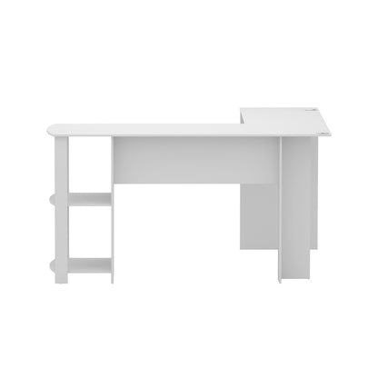 Artiss Office Computer Desk Corner Student Study Table Workstation L-Shape Shelf White
