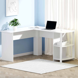 Artiss Office Computer Desk Corner Student Study Table Workstation L-Shape Shelf White