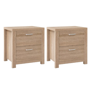 Artiss 2x Bedside Table 2 Drawers - MAXI Pine