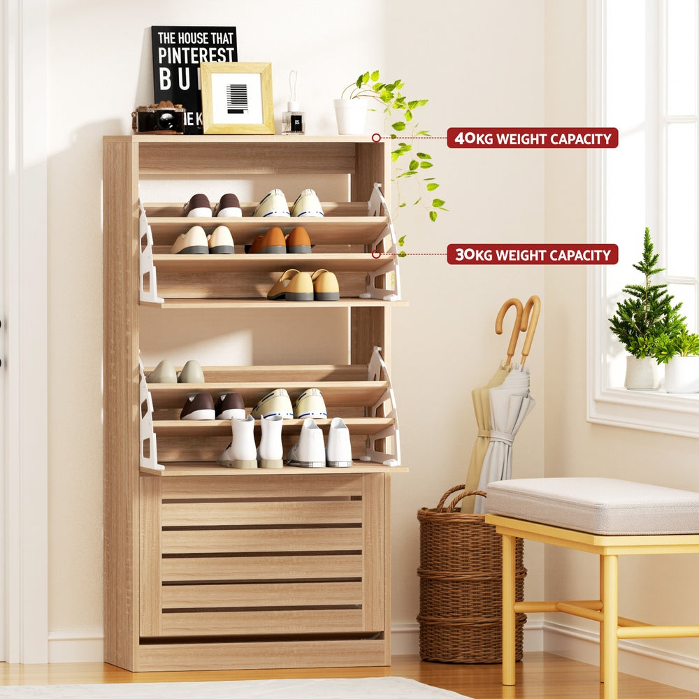 Artiss Shoe Cabinet Storage Drawer 45 Pairs Pine