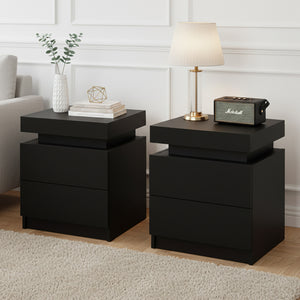 Artiss 2X Bedside Table 2 Drawers Lift-up Storage Black