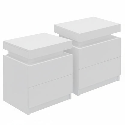 Artiss 2X Bedside Table 2 Drawers Lift-up Storage White