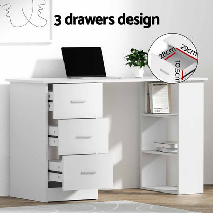 Artiss Office Computer Desk Student Study Table Workstation 3 Drawers Shelf 120cm