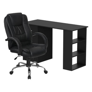 Artiss Computer Desk 120cm Executive Office Chair Set PU Leather High Back Black