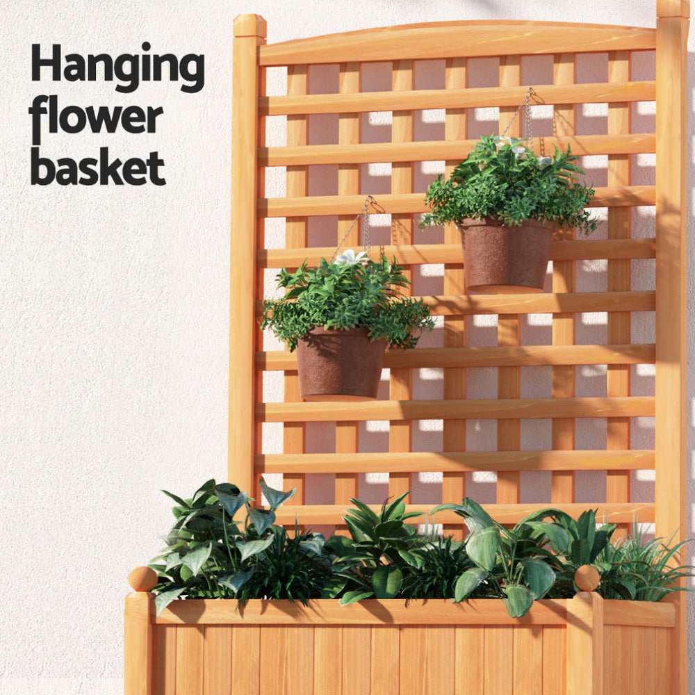 Green Fingers 2X Garden Bed Wooden 64x35x115cm Planter Raised Box Container Trellis