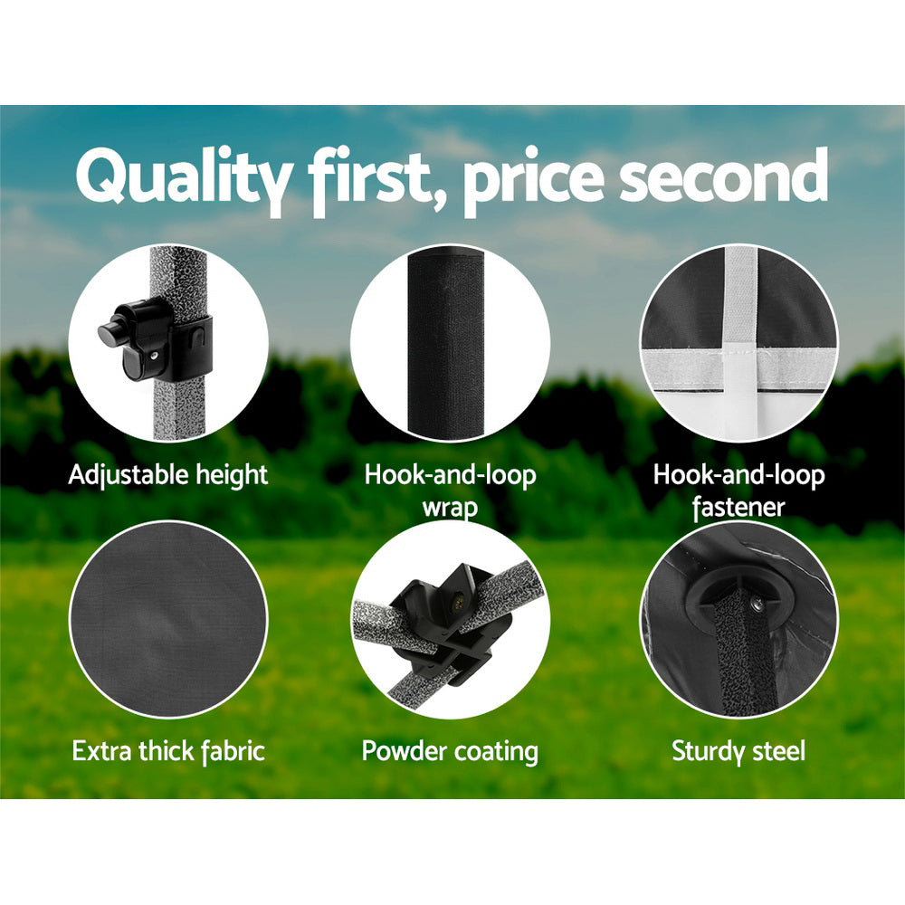 Gazebo Pop Up Marquee 3x3m Folding Tent Wedding Gazebos 500D Black