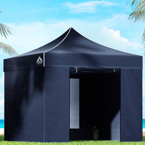 Gazebo Pop Up Marquee 3x3 Folding Tent Gazebos Camping 500D Oxford Navy