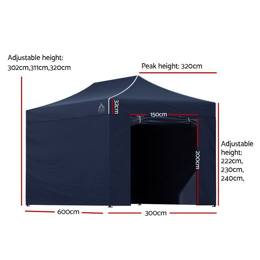 Gazebo Pop Up Marquee 3x6m Folding-Navy