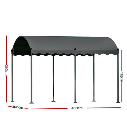 Gazebo Marquee 4x3m Outdoor Event Wedding Tent Camping Party Shade Iron Art Canopy Grey