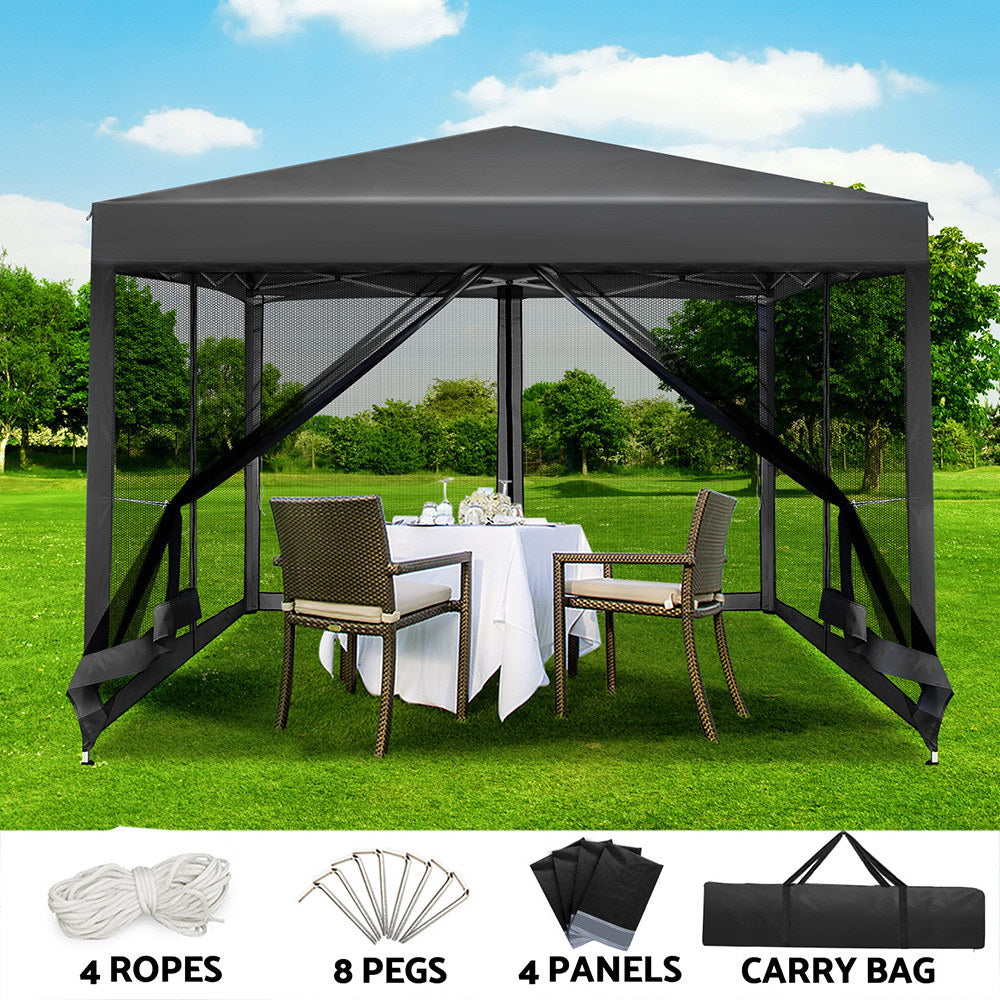 Gazebo Pop Up Marquee 3x3m-Grey