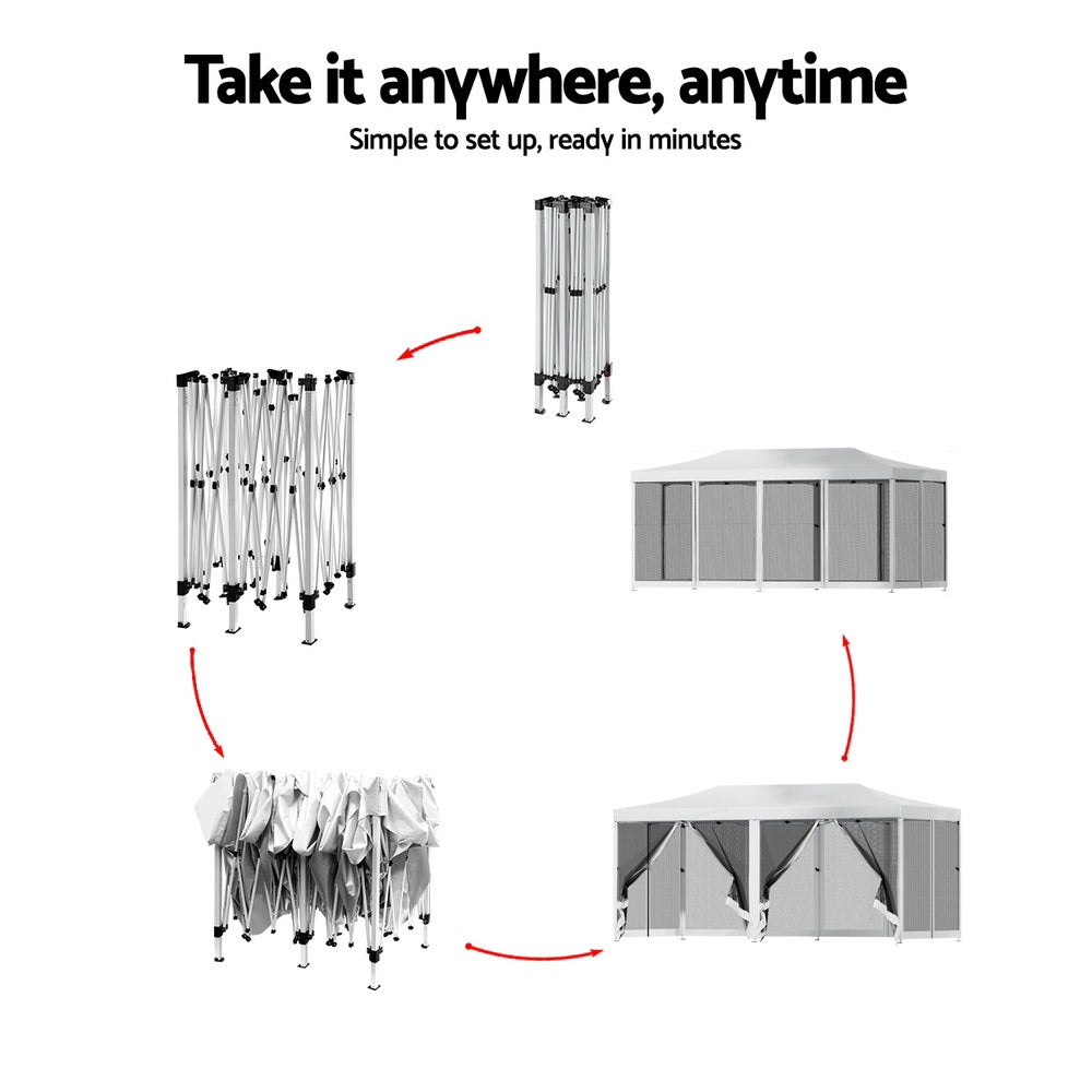 Gazebo Pop Up Marquee 3x6m-White