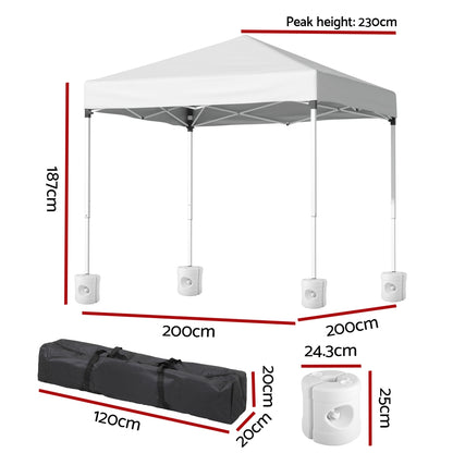 Gazebo 2x2m Outdoor Patio Garden Marquee Shade w/ Base Pods White